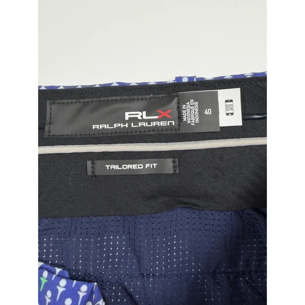 RLX Ralph Lauren Shorts Mens 40 Blue Golf Tee Print Stretch 9 Inseam Performance